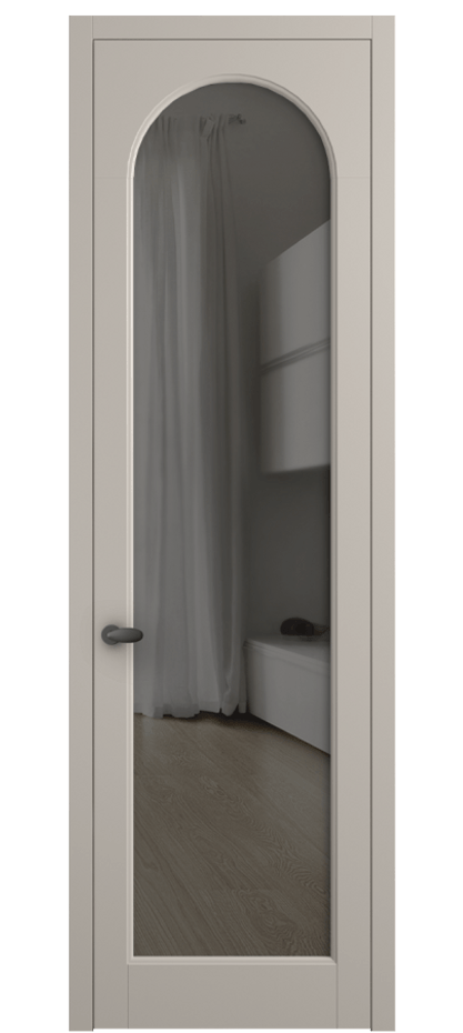 Межкомнатная дверь Palazzo 6804 Матовый светло-бежевый Прозрачное серое стекло, триплекс Цена 97029 ₽ | Volhovec