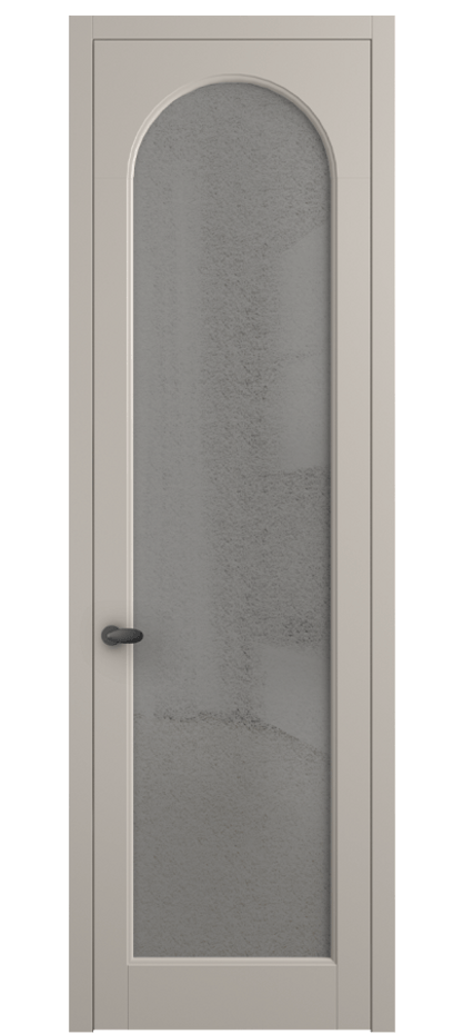 Межкомнатная дверь Palazzo 6804 Матовый светло-бежевый Фактурное серое стекло "Лёд", триплекс Цена 103029 ₽ | Volhovec