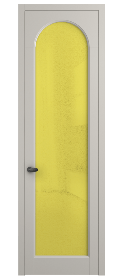Межкомнатная дверь Palazzo 6804 Матовый облачно-серый Фактурное жёлтое стекло "Лёд", триплекс Цена 103029 ₽ | Volhovec