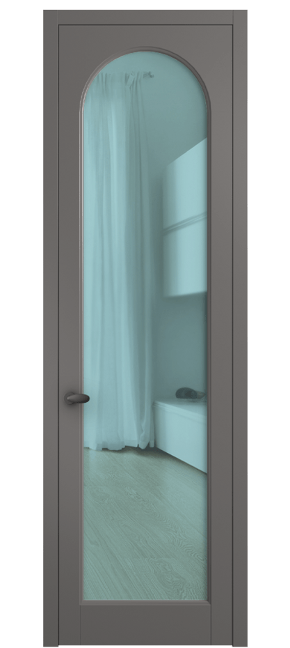 Межкомнатная дверь Palazzo 6804 Матовый классический серый Прозрачное голубое стекло, триплекс Цена 97029 ₽ | Volhovec