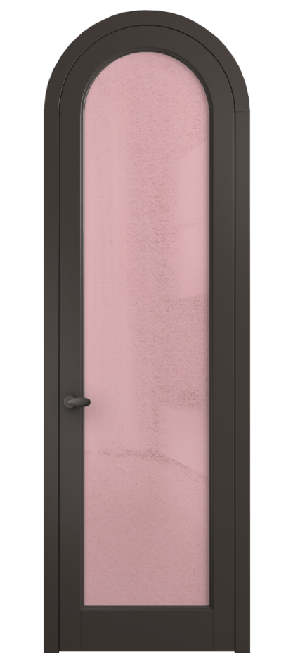 Межкомнатная дверь Palazzo 6814 Матовый антрацит Фактурное розовое стекло "Лёд", триплекс Цена 131159 ₽ | Volhovec