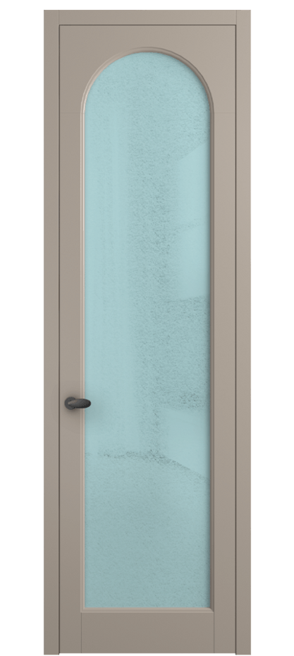 Межкомнатная дверь Palazzo 6804 Матовый бисквитный Фактурное голубое стекло "Лёд", триплекс Цена 103029 ₽ | Volhovec