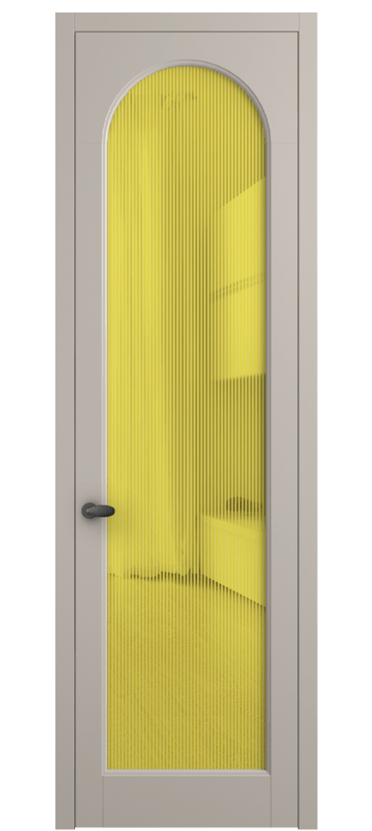 Межкомнатная дверь Palazzo 6804 Матовый светло-бежевый Рифлёное желтое стекло "Дюна", триплекс Цена 103029 ₽ | Volhovec