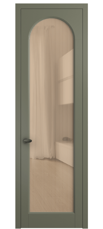 Межкомнатная дверь Palazzo 6804 Матовый оливковый тёмный Рифлёное оранжевое стекло "Moru", триплекс Цена 105029 ₽ | Volhovec