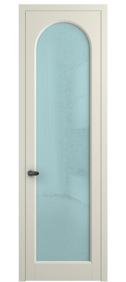 Межкомнатная дверь Palazzo 6804 Матовый молочно-белый Фактурное голубое стекло "Лёд", триплекс Цена 103029 ₽ | Volhovec