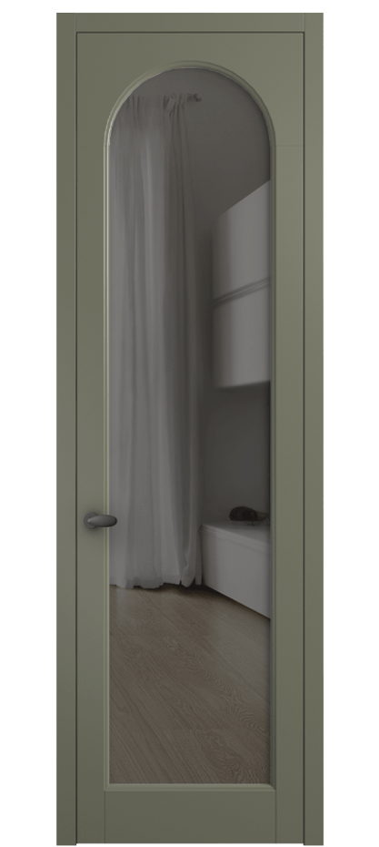 Межкомнатная дверь Palazzo 6804 Матовый оливковый тёмный Прозрачное серое стекло, триплекс Цена 97029 ₽ | Volhovec