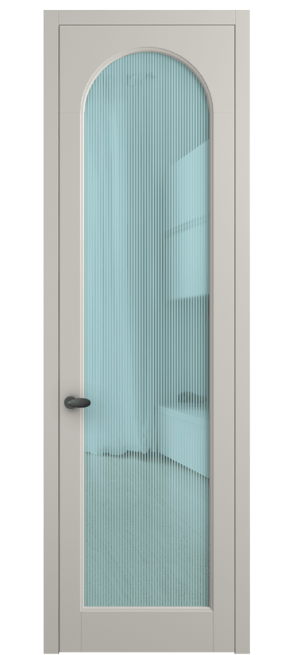 Межкомнатная дверь Palazzo 6804 Матовый облачно-серый Рифлёное голубое стекло "Дюна", триплекс Цена 103029 ₽ | Volhovec