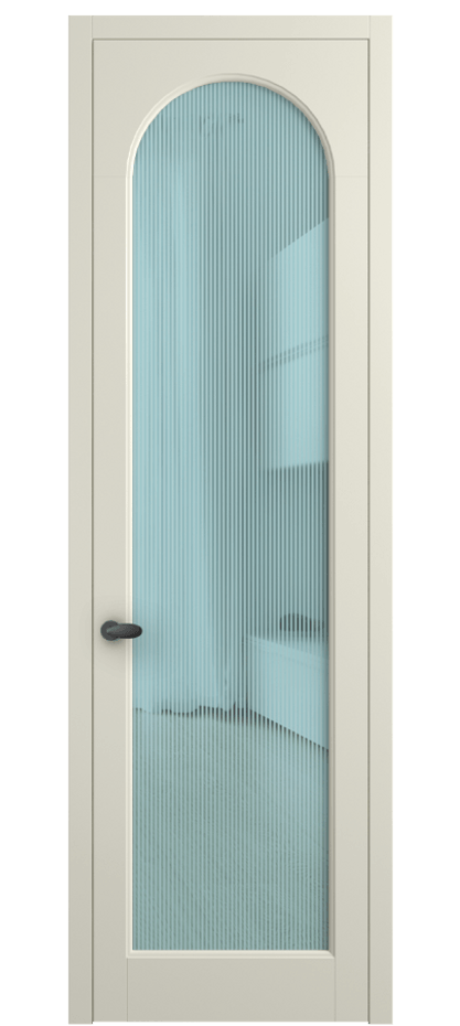 Межкомнатная дверь Palazzo 6804 Матовый молочно-белый Рифлёное голубое стекло "Дюна", триплекс Цена 103029 ₽ | Volhovec