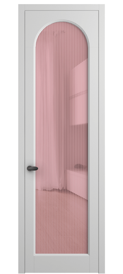 Межкомнатная дверь Palazzo 6804 Матовый белоснежный Рифлёное розовое стекло "Moru", триплекс Цена 105029 ₽ | Volhovec