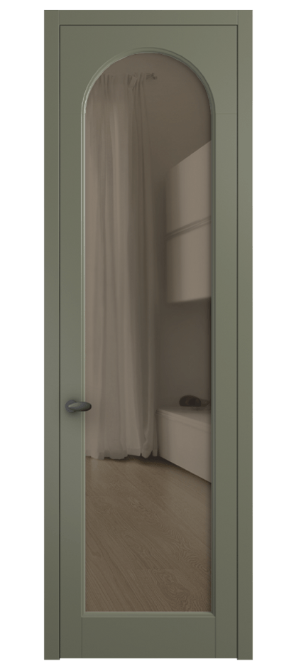 Межкомнатная дверь Palazzo 6804 Матовый оливковый тёмный Прозрачное бронзовое стекло, триплекс Цена 97029 ₽ | Volhovec