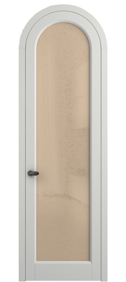 Межкомнатная дверь Palazzo 6814 Матовый светло-серый Фактурное оранжевое стекло "Лёд", триплекс Цена 131159 ₽ | Volhovec