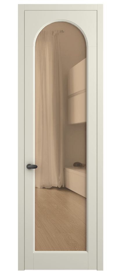 Межкомнатная дверь Palazzo 6804 Матовый молочно-белый Прозрачное оранжевое стекло, триплекс Цена 97029 ₽ | Volhovec