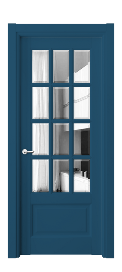 Межкомнатная дверь Тоскана Грильято 6313 Матовый белоснежный Двустороннее зеркало с фацетом, триплекс Цена 155499 ₽ | Volhovec