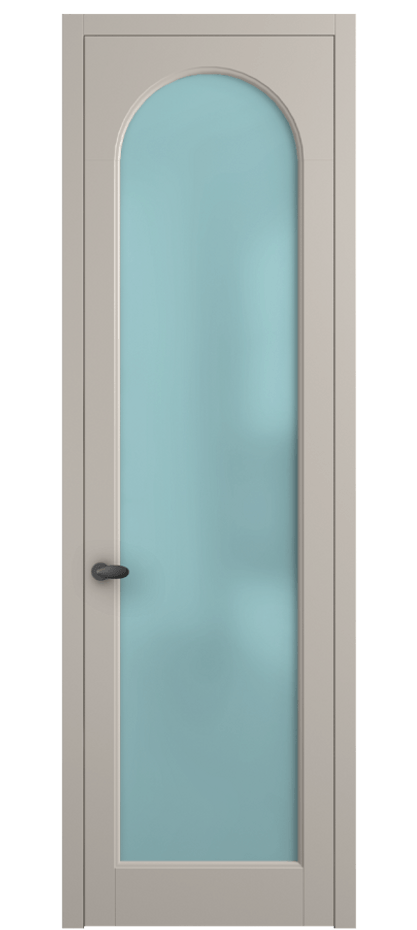 Межкомнатная дверь Palazzo 6804 Матовый светло-бежевый Сатинированное голубое стекло, триплекс Цена 97029 ₽ | Volhovec