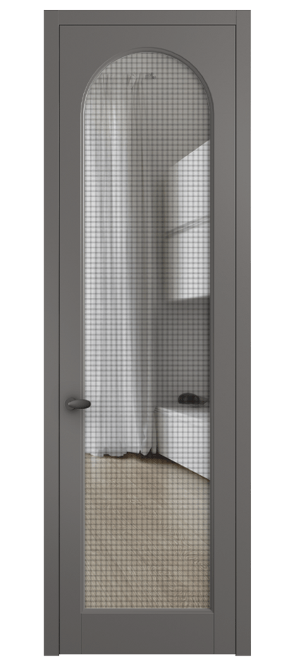 Межкомнатная дверь Palazzo 6804 Матовый классический серый Декоративное стекло с сеткой "Mesh silver", триплекс Цена 105029 ₽ | Volhovec