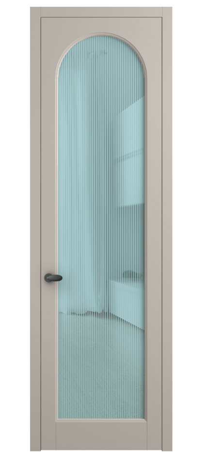 Межкомнатная дверь Palazzo 6804 Матовый светло-бежевый Рифлёное голубое стекло "Дюна", триплекс Цена 103029 ₽ | Volhovec