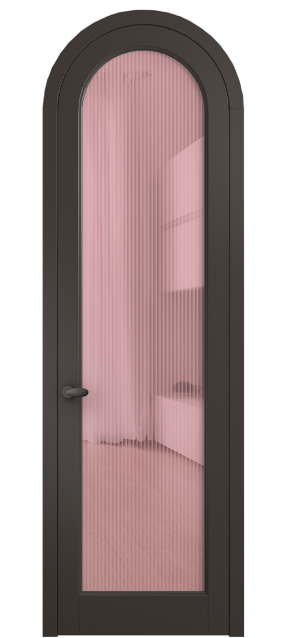 Межкомнатная дверь Palazzo 6814 Матовый антрацит Рифлёное розовое стекло "Moru", триплекс Цена 133159 ₽ | Volhovec