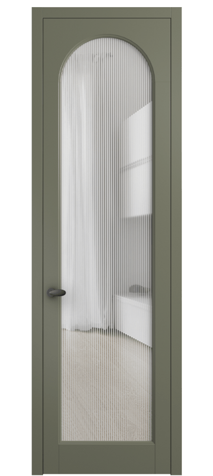 Межкомнатная дверь Palazzo 6804 Матовый оливковый тёмный Рифлёное стекло "Дюна", триплекс Цена 103029 ₽ | Volhovec