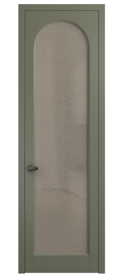 Межкомнатная дверь Palazzo 6804 Матовый оливковый тёмный Фактурное бронзовое стекло "Лёд", триплекс Цена 103029 ₽ | Volhovec