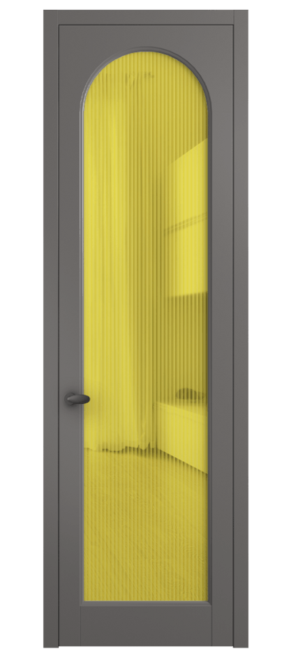 Межкомнатная дверь Palazzo 6804 Матовый классический серый Рифлёное жёлтое стекло "Moru", триплекс Цена 105029 ₽ | Volhovec