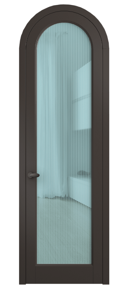 Межкомнатная дверь Palazzo 6814 Матовый антрацит Рифлёное голубое стекло "Moru", триплекс Цена 133159 ₽ | Volhovec