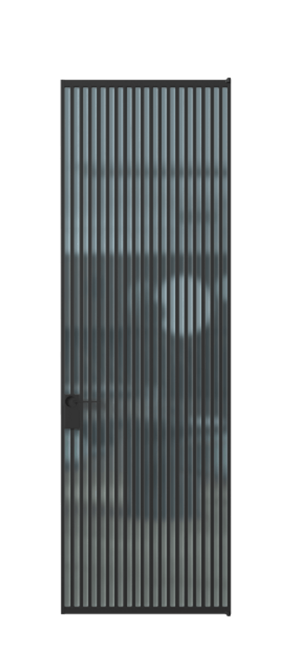 Алюминиевая дверь АЛПЛ040.06 Алюминий Черный Сатинированное голубое стекло, триплекс Цена 221770  | Volhovec