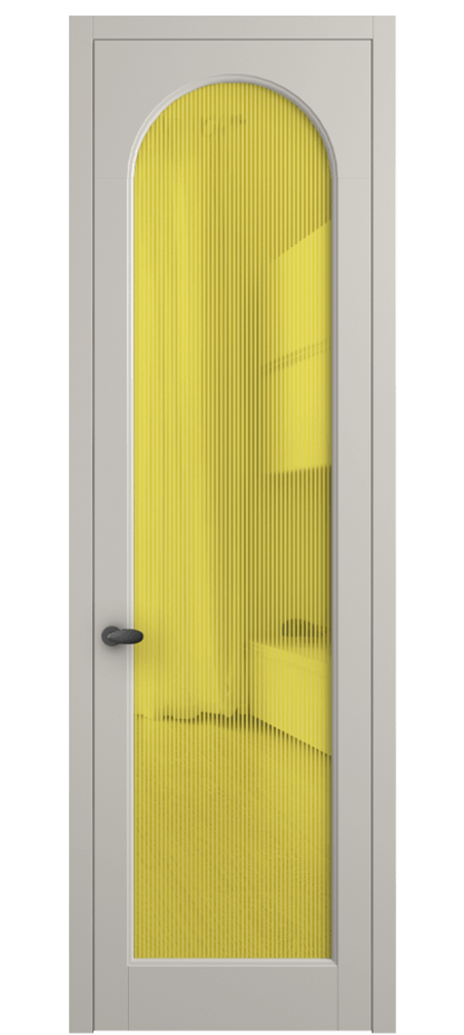 Межкомнатная дверь Palazzo 6804 Матовый облачно-серый Рифлёное желтое стекло "Дюна", триплекс Цена 103029 ₽ | Volhovec