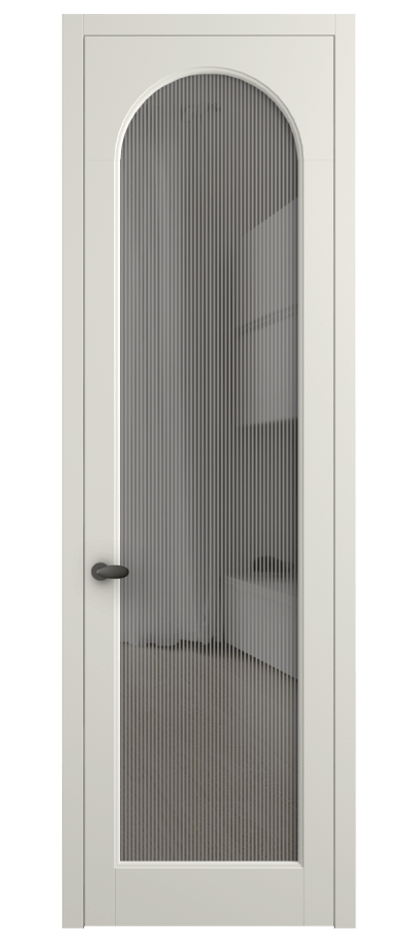 Межкомнатная дверь Palazzo 6804 Матовый жемчужный Рифлёное серое стекло "Дюна", триплекс Цена 103029 ₽ | Volhovec