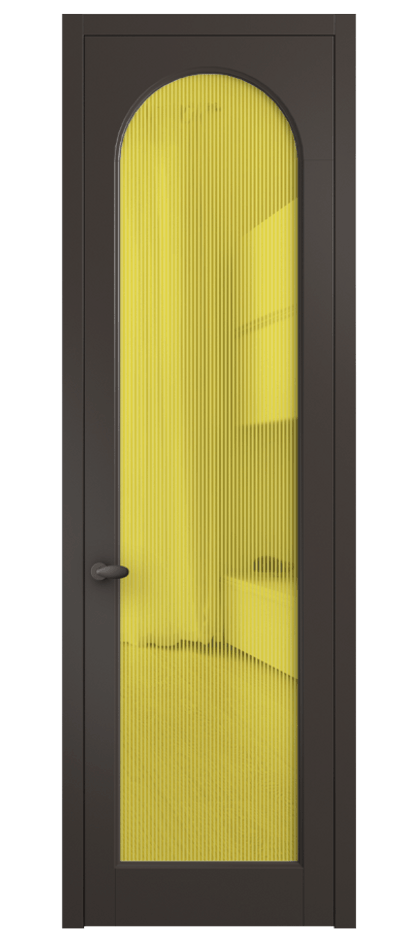 Межкомнатная дверь Palazzo 6804 Матовый антрацит Рифлёное желтое стекло "Дюна", триплекс Цена 103029 ₽ | Volhovec