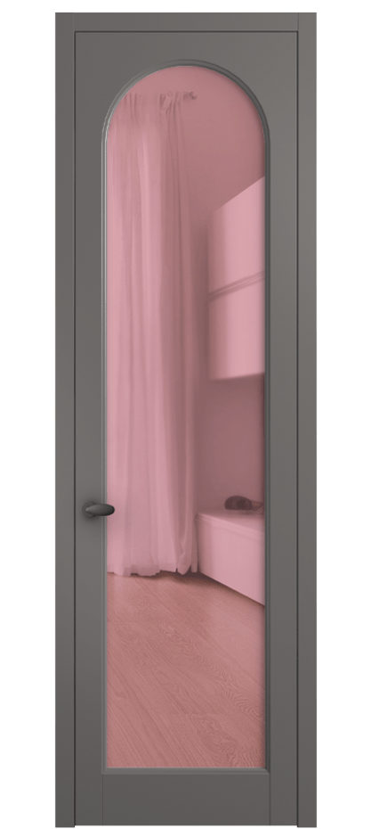 Межкомнатная дверь Palazzo 6804 Матовый классический серый Прозрачное розовое стекло, триплекс Цена 97029 ₽ | Volhovec