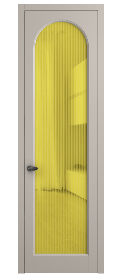 Межкомнатная дверь Palazzo 6804 Матовый светло-бежевый Рифлёное жёлтое стекло "Moru", триплекс Цена 105029 ₽ | Volhovec