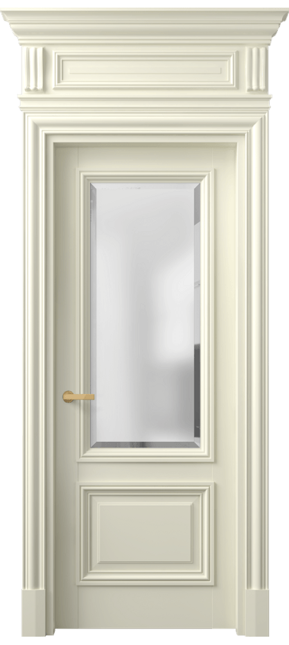 Межкомнатная дверь Antique 7302 Бук молочно-белый Сатинированное стекло с фацетом, 6 мм Цена 124183 ₽ | Volhovec