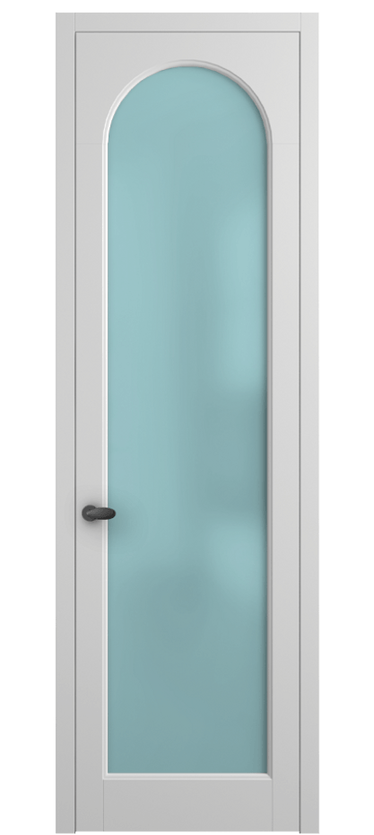 Межкомнатная дверь Palazzo 6804 Матовый белоснежный Сатинированное голубое стекло, триплекс Цена 97029 ₽ | Volhovec