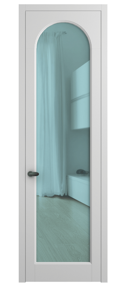 Межкомнатная дверь Palazzo 6804 Матовый белоснежный Прозрачное голубое стекло, триплекс Цена 97029 ₽ | Volhovec
