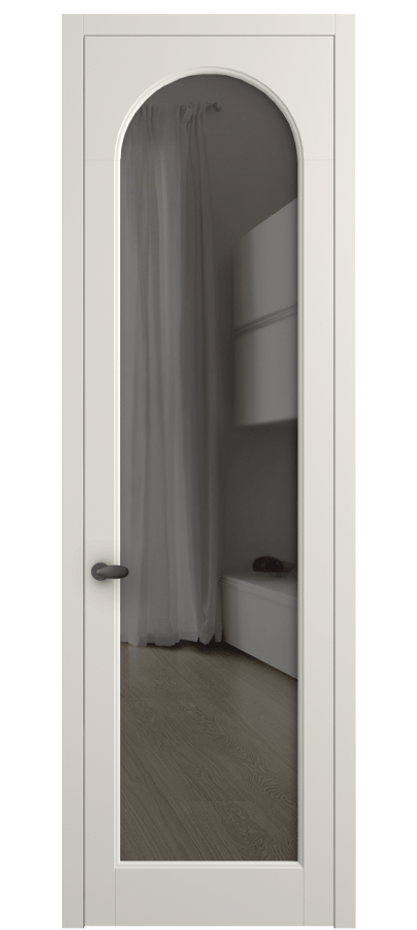 Межкомнатная дверь Palazzo 6804 Матовый жемчужный Прозрачное серое стекло, триплекс Цена 97029 ₽ | Volhovec