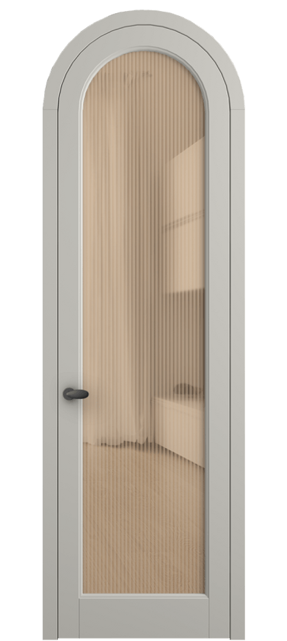 Межкомнатная дверь Palazzo 6814 Матовый тёплый серый Рифлёное оранжевое стекло "Moru", триплекс Цена 133159 ₽ | Volhovec