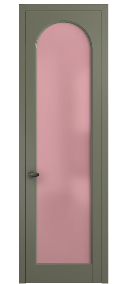Межкомнатная дверь Palazzo 6804 Матовый оливковый тёмный Сатинированное розовое стекло, триплекс Цена 97029 ₽ | Volhovec