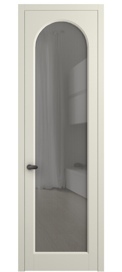 Межкомнатная дверь Palazzo 6804 Матовый молочно-белый Рифлёное серое стекло "Дюна", триплекс Цена 103029 ₽ | Volhovec