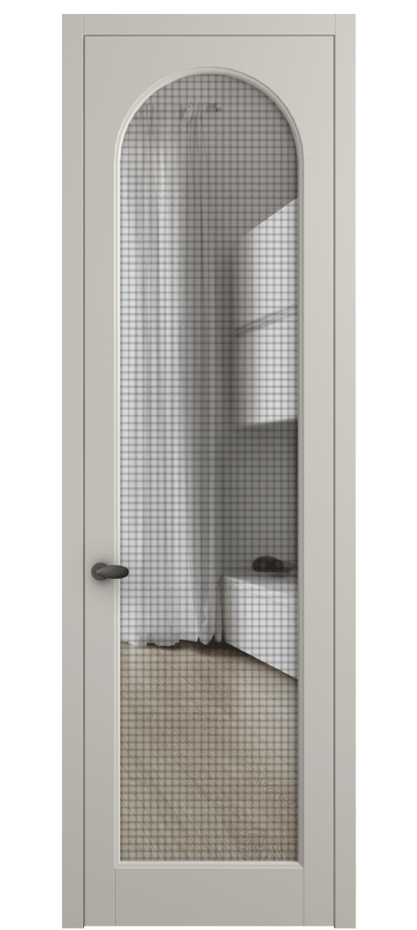 Межкомнатная дверь Palazzo 6804 Матовый облачно-серый Декоративное стекло с сеткой "Mesh silver", триплекс Цена 105029 ₽ | Volhovec