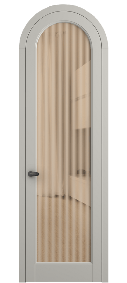 Межкомнатная дверь Palazzo 6814 Матовый тёплый серый Рифлёное оранжевое стекло "Дюна", триплекс Цена 131159 ₽ | Volhovec