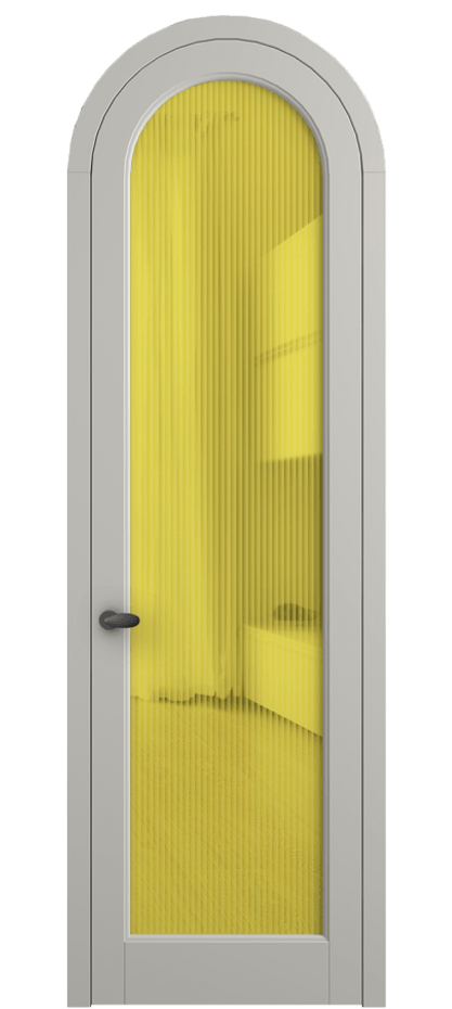 Межкомнатная дверь Palazzo 6814 Матовый тёплый серый Рифлёное жёлтое стекло "Moru", триплекс Цена 133159 ₽ | Volhovec