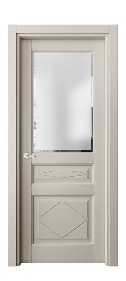 Межкомнатная дверь Toscana Rombo 6344 Бук светло-бежевый Сатинированное стекло с фацетом, 6 мм Цена 97399 ₽ | Volhovec