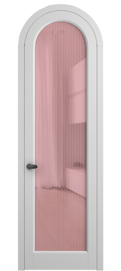 Межкомнатная дверь Palazzo 6814 Матовый белоснежный Рифлёное розовое стекло "Moru", триплекс Цена 133159 ₽ | Volhovec
