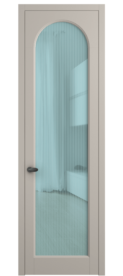 Межкомнатная дверь Palazzo 6804 Матовый светло-бежевый Рифлёное голубое стекло "Moru", триплекс Цена 105029 ₽ | Volhovec
