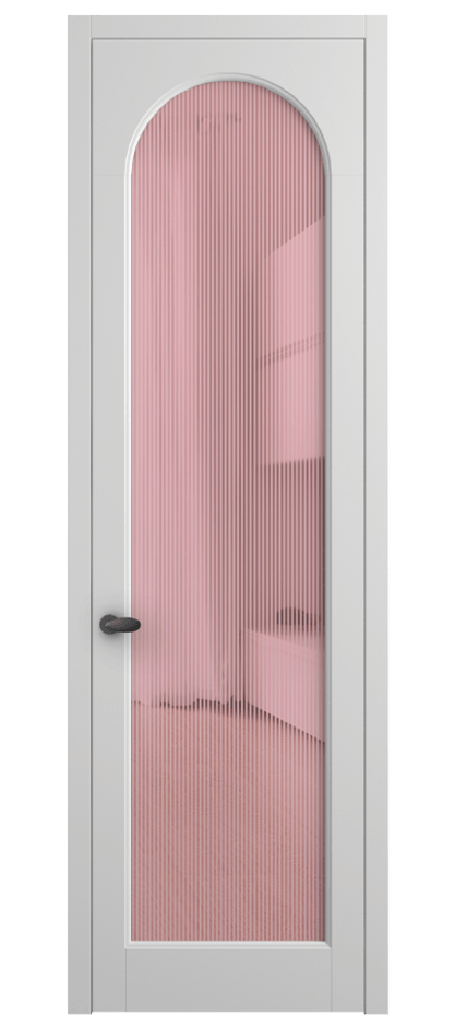 Межкомнатная дверь Palazzo 6804 Матовый белоснежный Рифлёное розовое стекло "Дюна", триплекс Цена 103029 ₽ | Volhovec