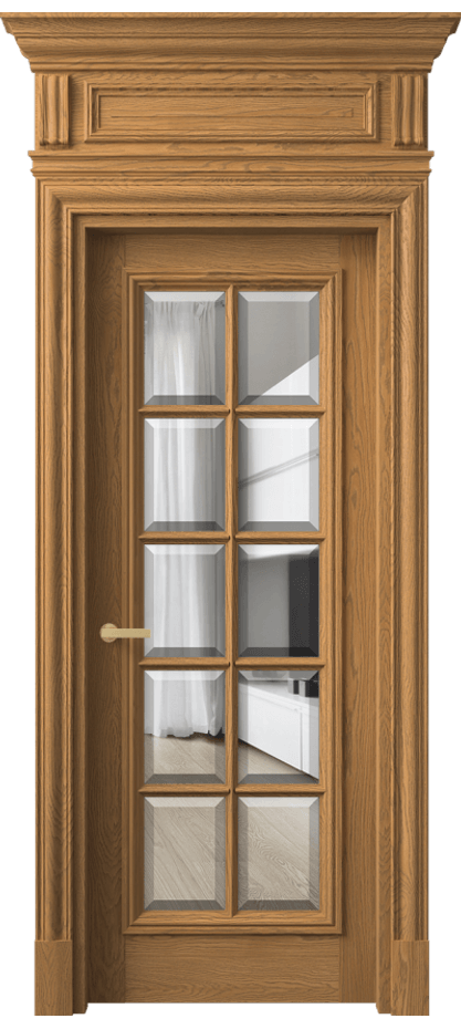 Межкомнатная дверь Antique 7310 Дуб солнечный матовый Прозрачное стекло с фацетом Цена 223095 ₽ | Volhovec