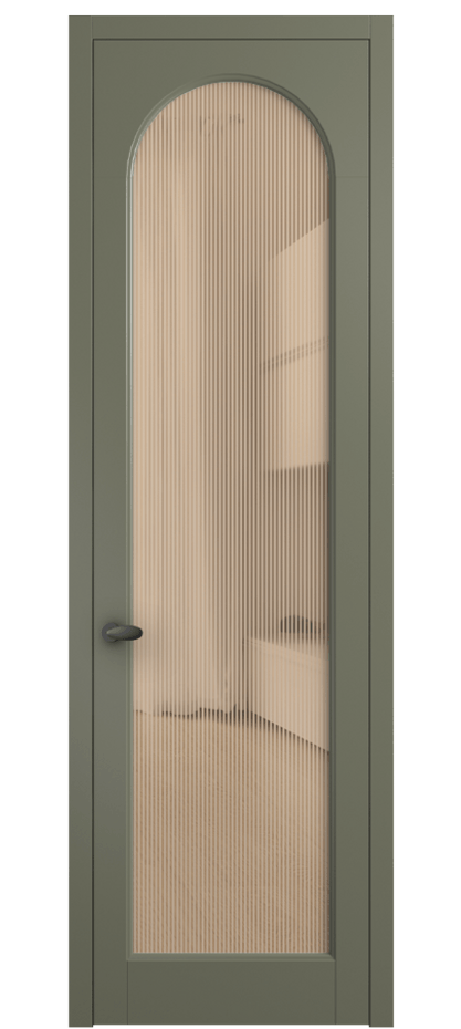 Межкомнатная дверь Palazzo 6804 Матовый оливковый тёмный Рифлёное оранжевое стекло "Дюна", триплекс Цена 103029 ₽ | Volhovec