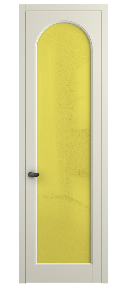 Межкомнатная дверь Palazzo 6804 Матовый молочно-белый Фактурное жёлтое стекло "Лёд", триплекс Цена 103029 ₽ | Volhovec