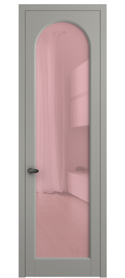 Межкомнатная дверь Palazzo 6804 Матовый нейтральный серый Рифлёное розовое стекло "Дюна", триплекс Цена 103029 ₽ | Volhovec
