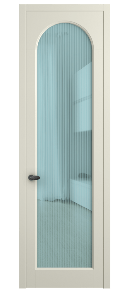 Межкомнатная дверь Palazzo 6804 Матовый молочно-белый Рифлёное голубое стекло "Moru", триплекс Цена 105029 ₽ | Volhovec